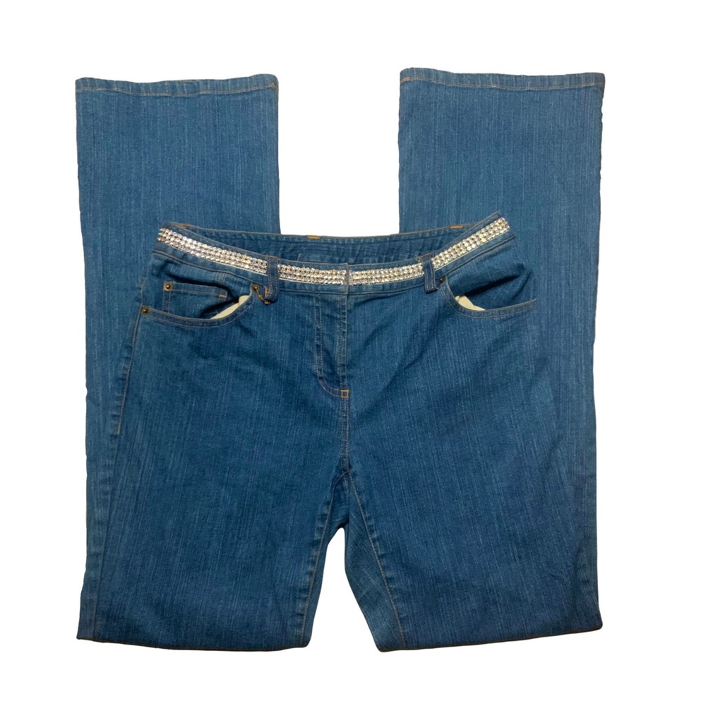 Y2K Blinged Waist Flare Jeans 28”